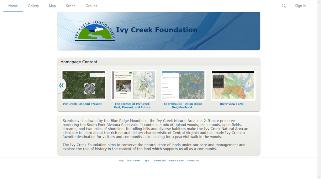 Ivy Creek Natural Area ArcGIS Online